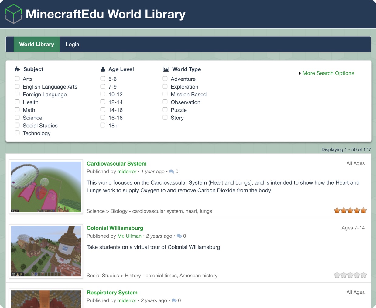 MinecraftEdu World Library Cover Image