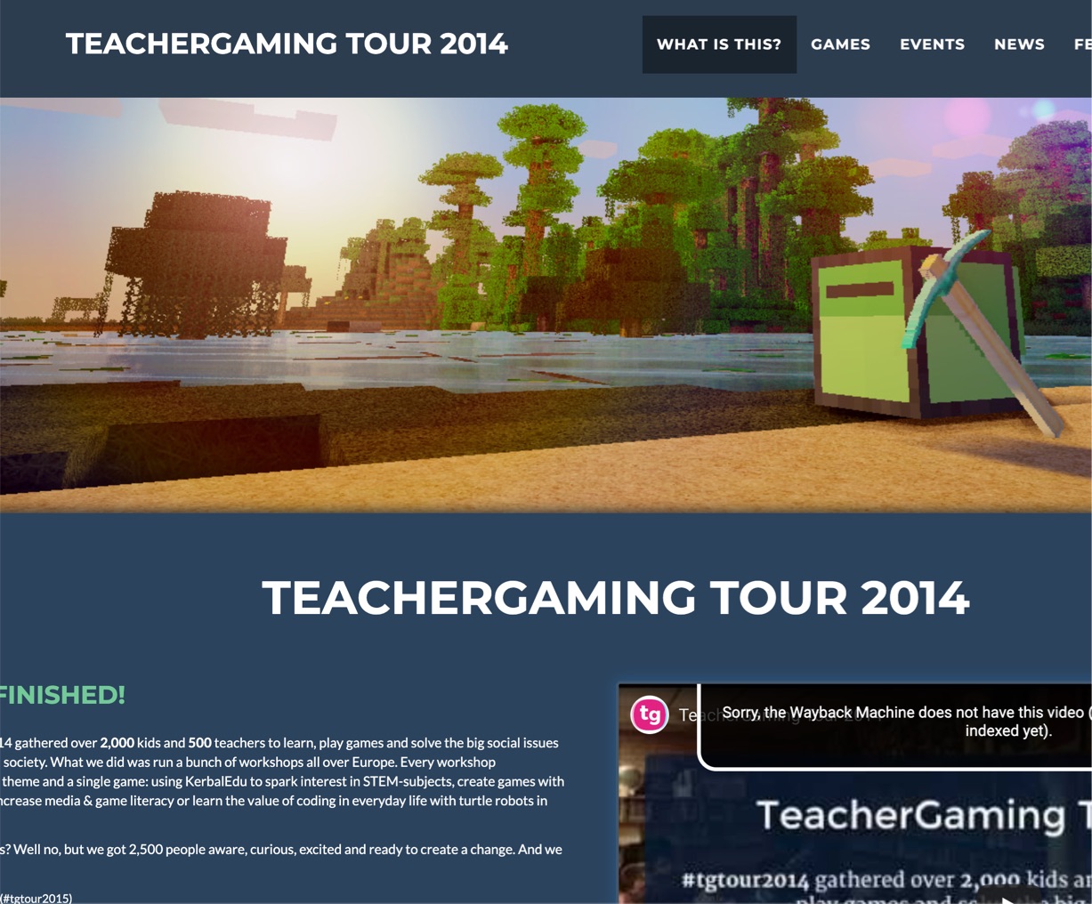TeacherGaming Tour 2014 Website Cover Image