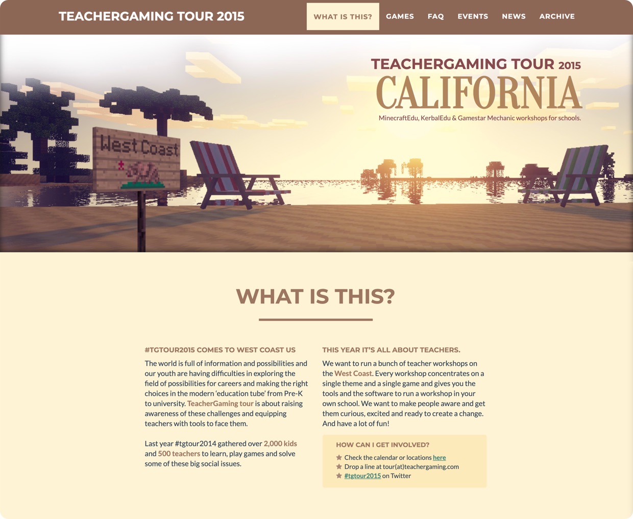 TeacherGaming Tour 2015 Website Cover Image