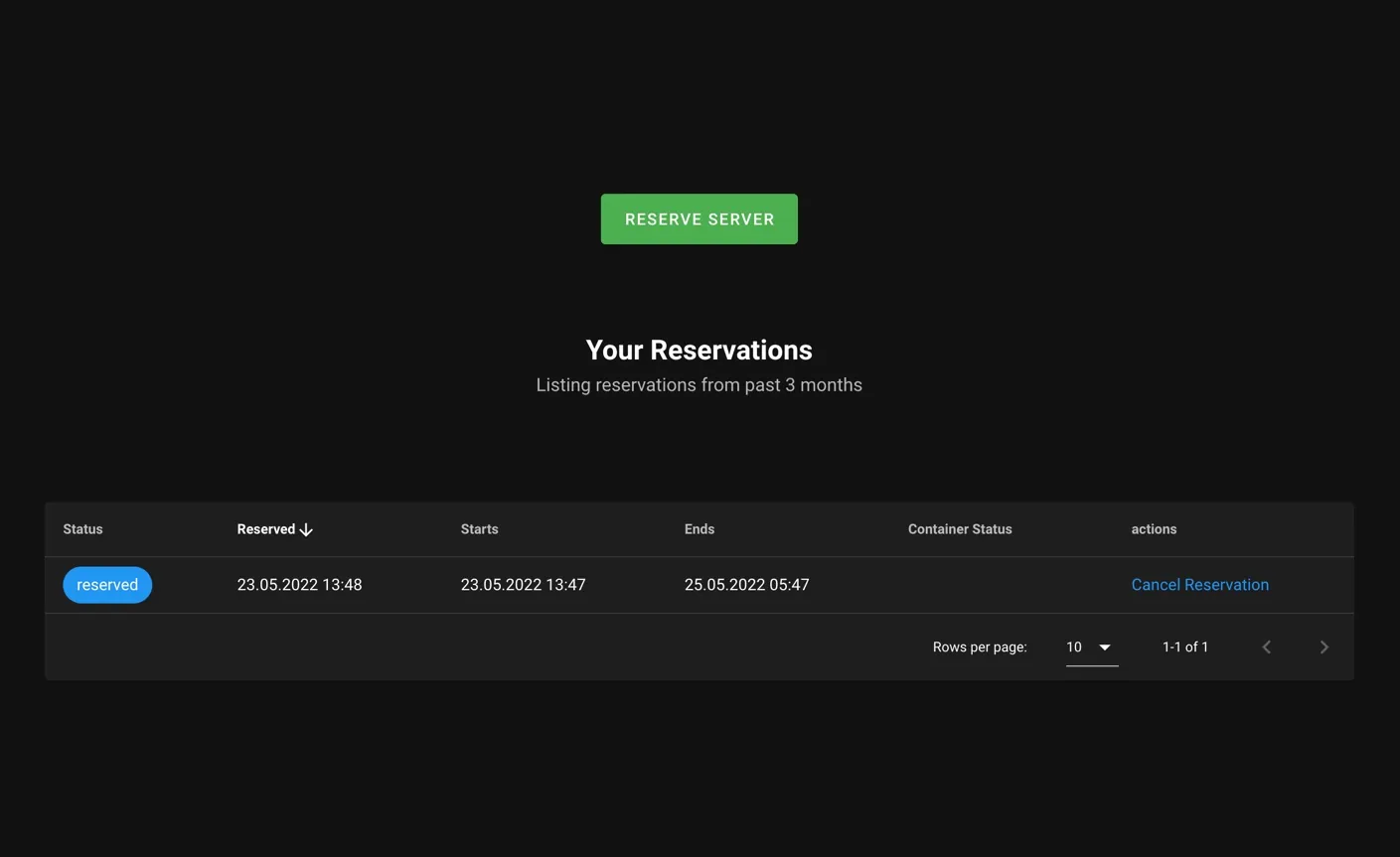 Docker Server Reservation System screenshot 1 of 2